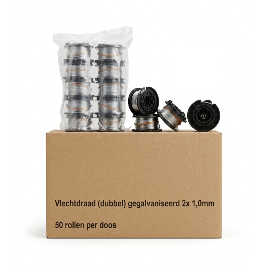 Vlechtdraad dubbel verzinkt 2x1.0mm (50 stuks)